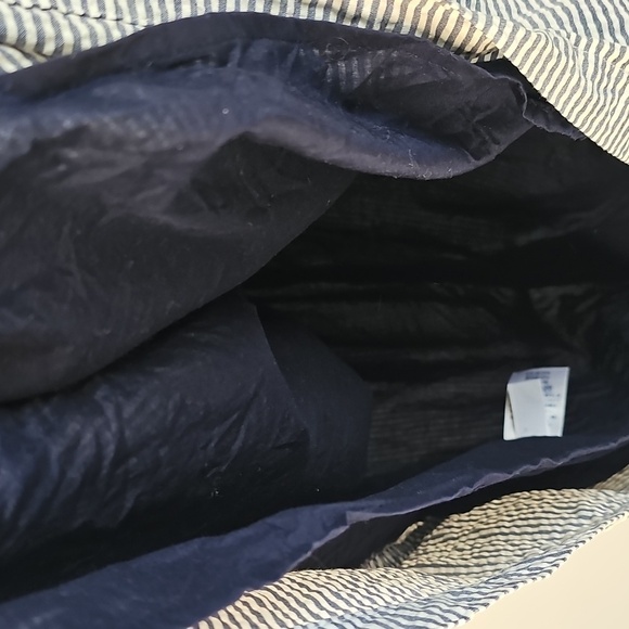 Lands' End Blue & White Seersucker Pinstriped Nautical Lined Dress wSide Pockets - Picture 12 of 15